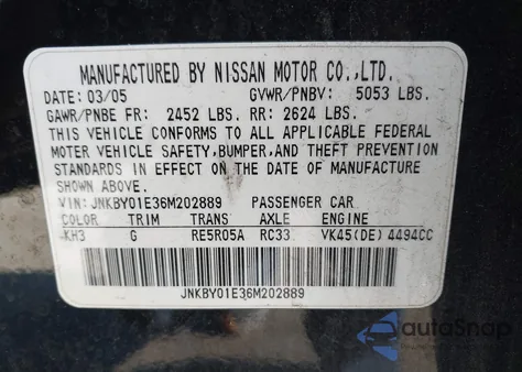 2006 Infiniti M45 Sport from USA, damaged, VIN JNKBY01E36M202889